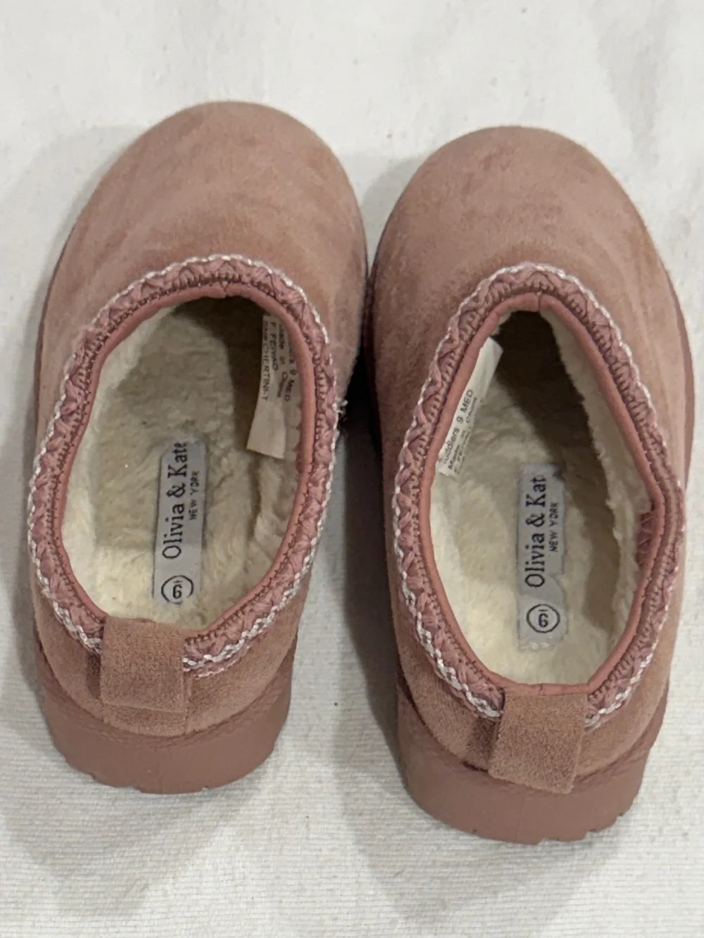 Olivia & Kate Girls Cozy Slip-On Shoes in Dusty Pink